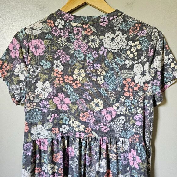 EUC LILY WHITE FLORAL CREW NECK BABYDOLL TIERED DRESS SIZE L - Picture 12 of 14